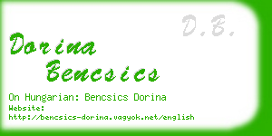 dorina bencsics business card